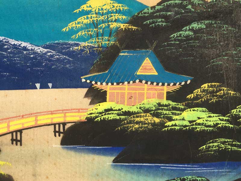 1957's Vintage Mount FUJI、1957年 富士山のアクリル絵画の日本画