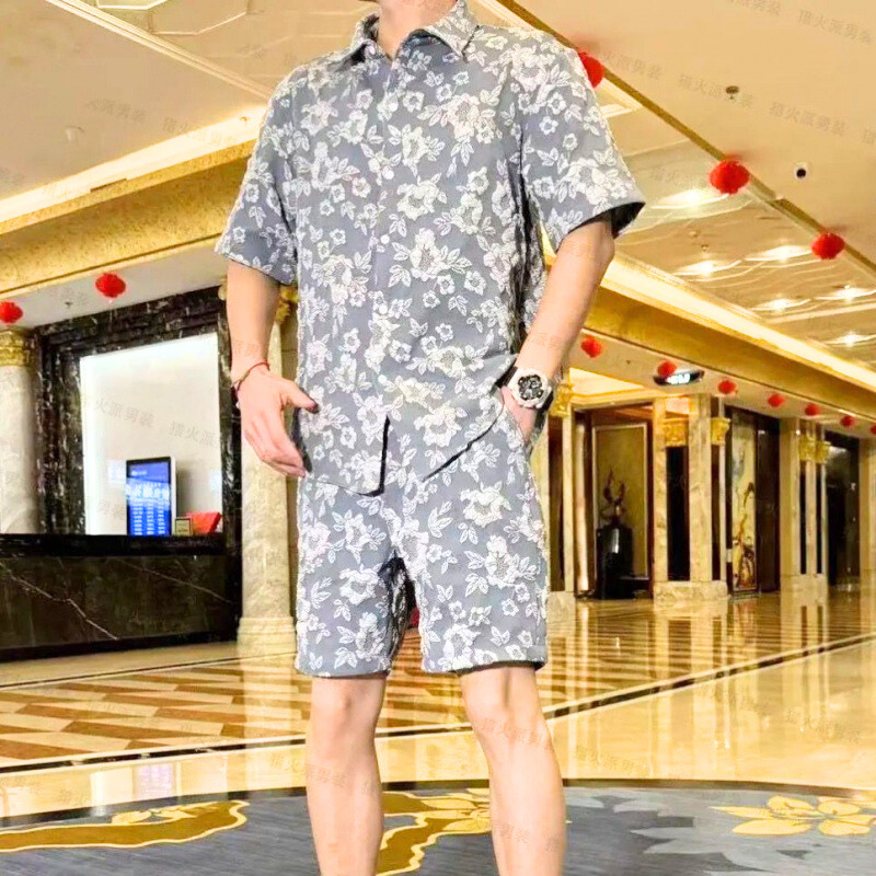 30代メンズ必見】立体花柄ジャカードセットアップ｜夏の抜け感と高見え