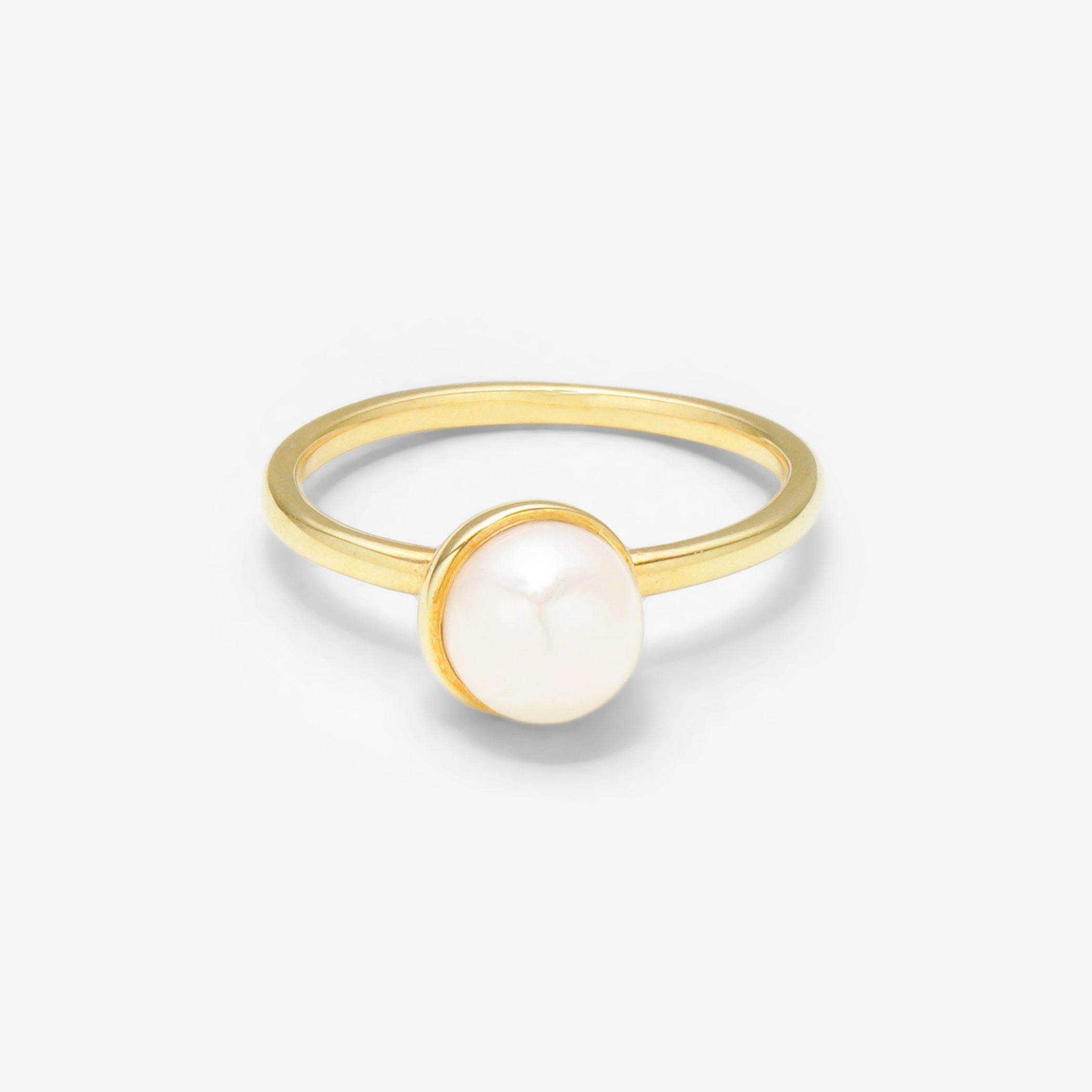 6月誕生石 K10 イエローゴールド あこや真珠 リング（6.5-7.0mm