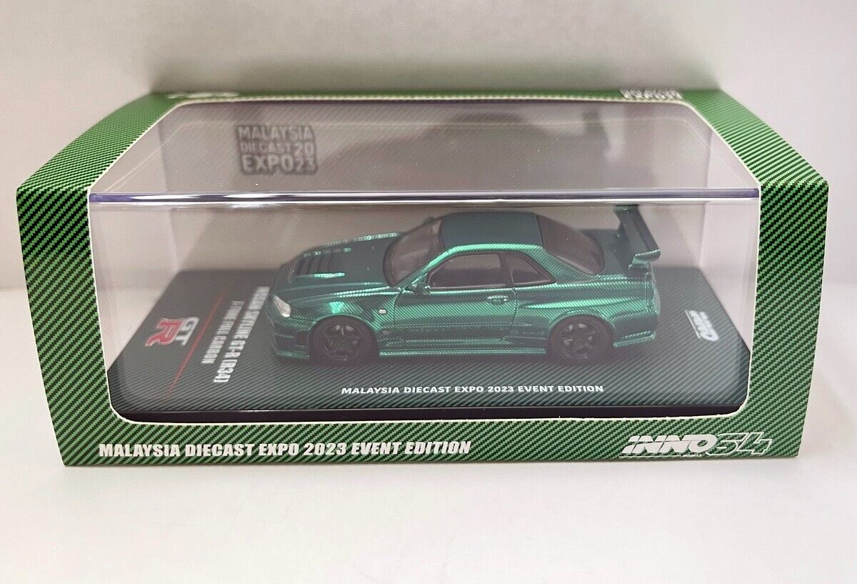 CHASE INNO64 1:64 Nissan Skyline GT-R R34 Z-TUNE Full Green Carbon Mal