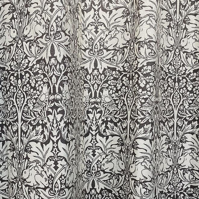 カーテン モリス柄 ブレアラビット 横幅200cm 遮光 裏地付き 2倍ヒダ 3