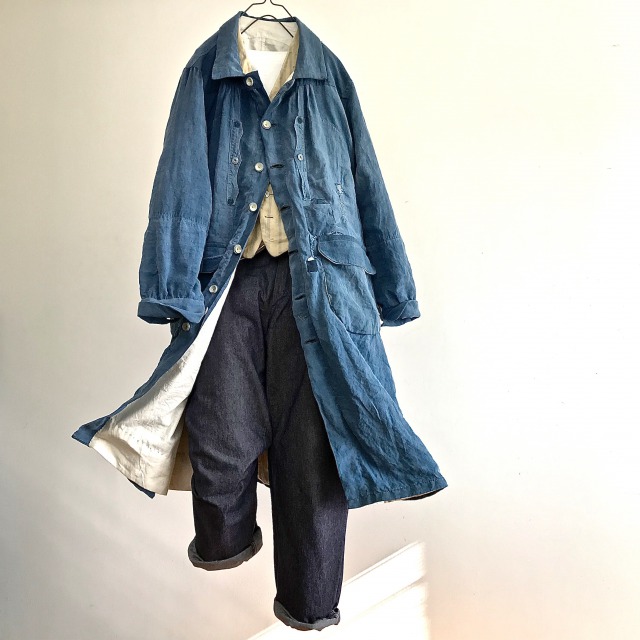 Early 1900's Natural Indigo Linen Smock Coat – nestofmanure
