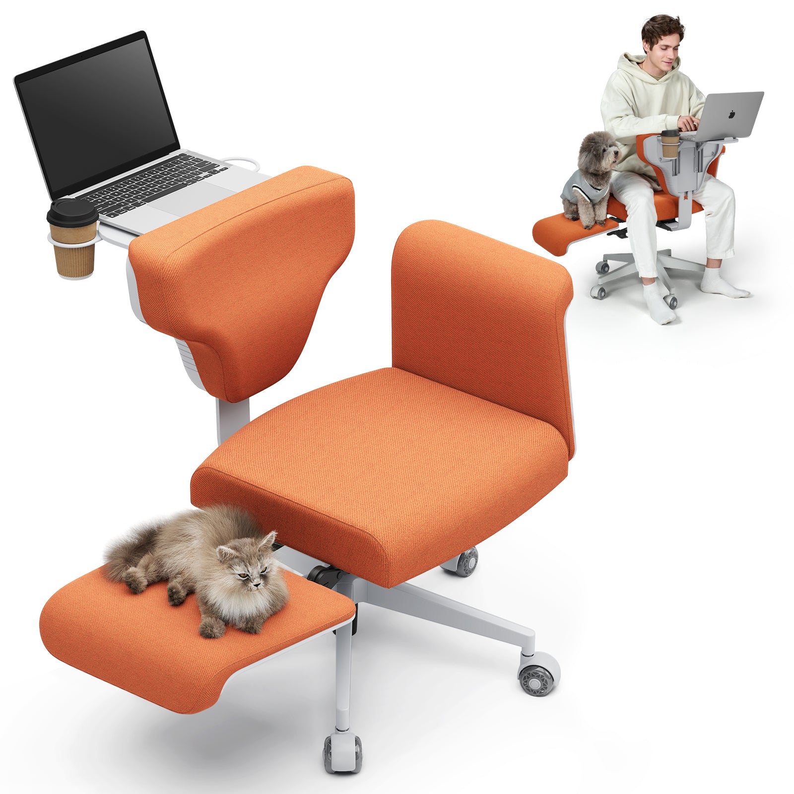 Newtral Freedom-X Orange Cross Legged Office Chair with Armrest