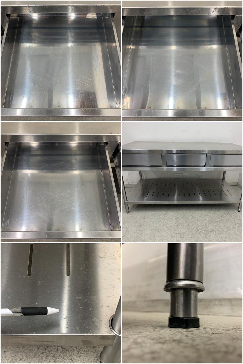 中古】 A07801 作業台 引出し付 ステンレス 作業テーブル W1500 x D750