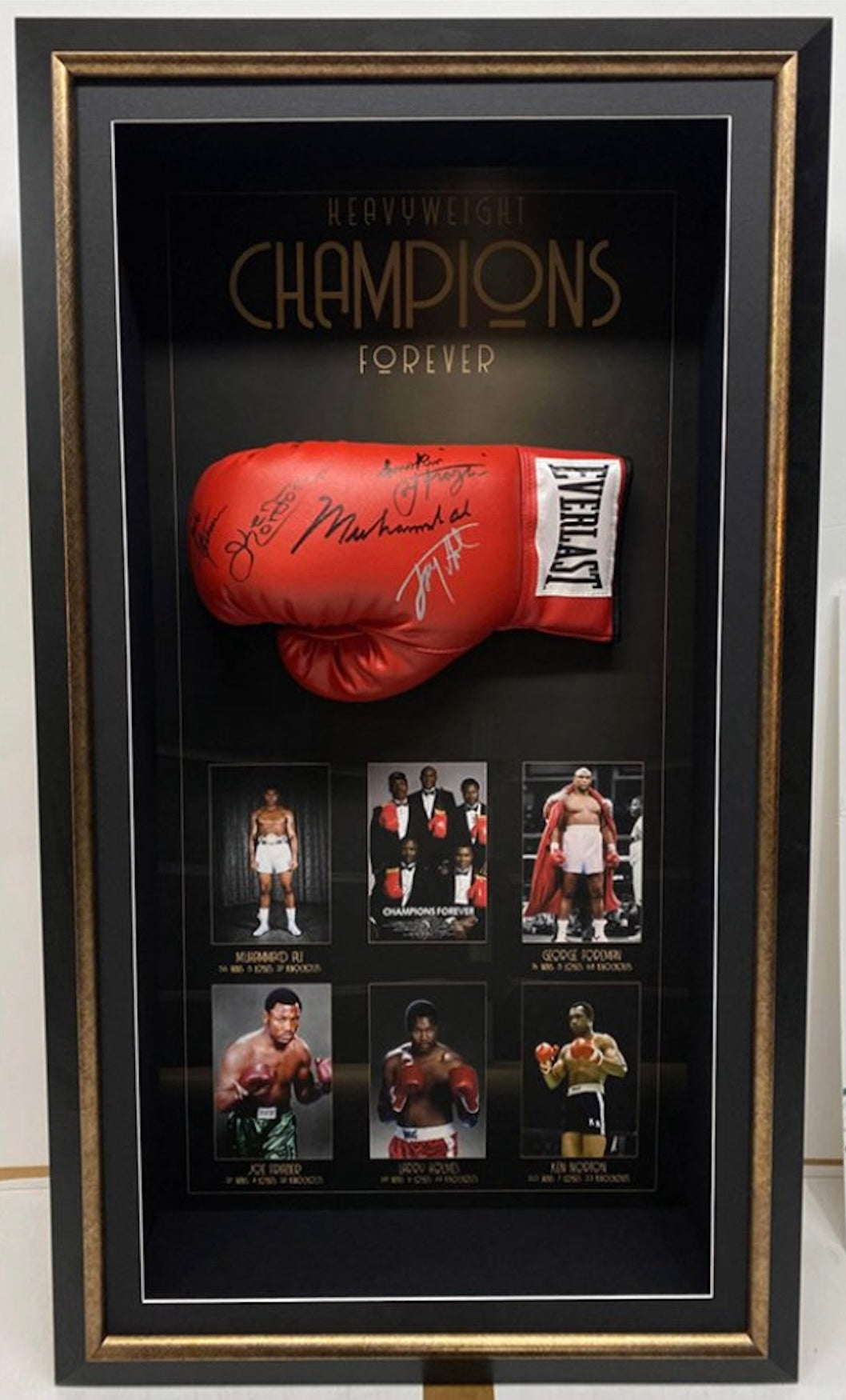 3Dケース入り】歴代世界ヘビー級チャンピオン5名 直筆サイン入り