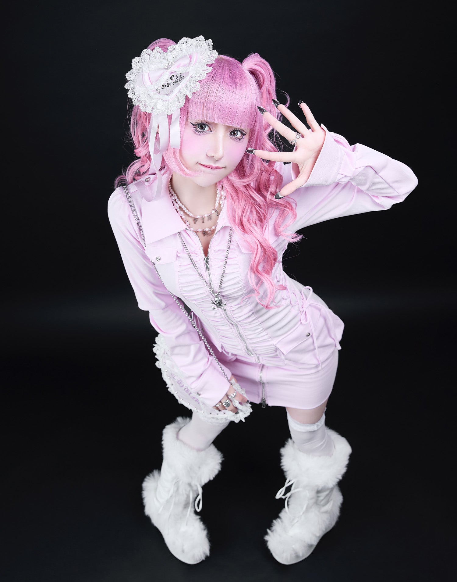 Zip-up shirt collar shirring one-piece – AVENCHUMU （アバンチュウム）