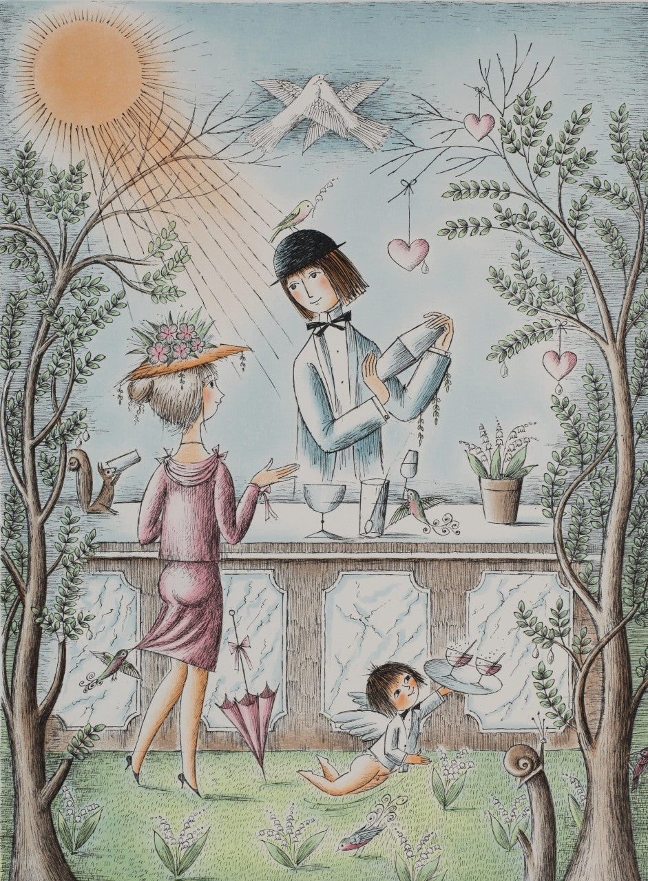 Raymond Peynet [Love Cocktail] Original litlraff print