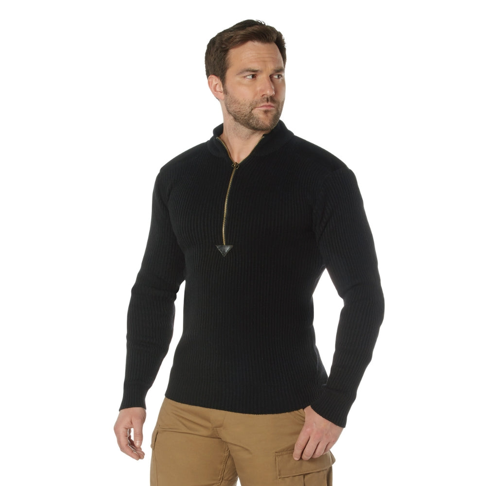 Rothco Quarter Zip Acrylic Commando Sweater (Black)