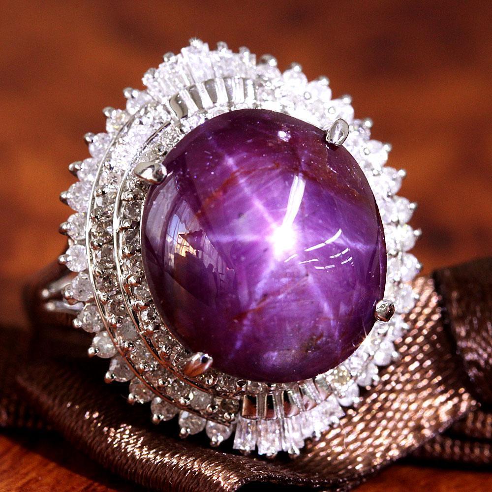 非加熱 大粒 12ct スタールビー ダイヤモンド プラチナ Pt900