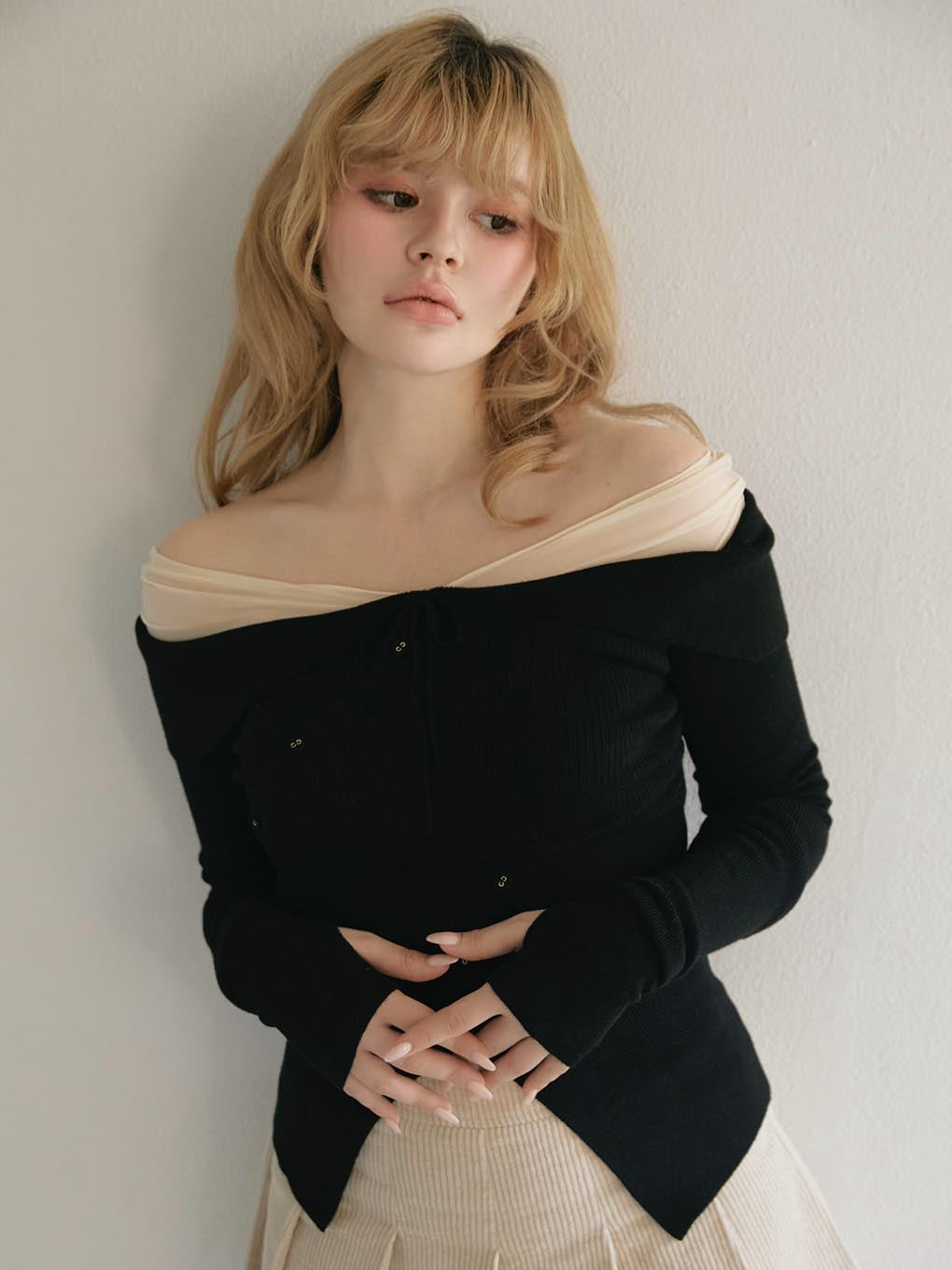 ANDMARY】Lazy tulle knit tops
