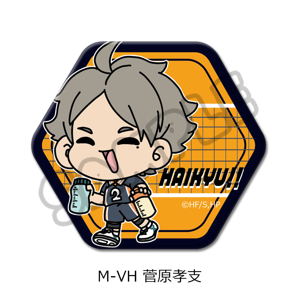 ハイキュー!!』第8弾 六角形缶バッジ(mochocho) M-VH 菅原孝支 – Anime