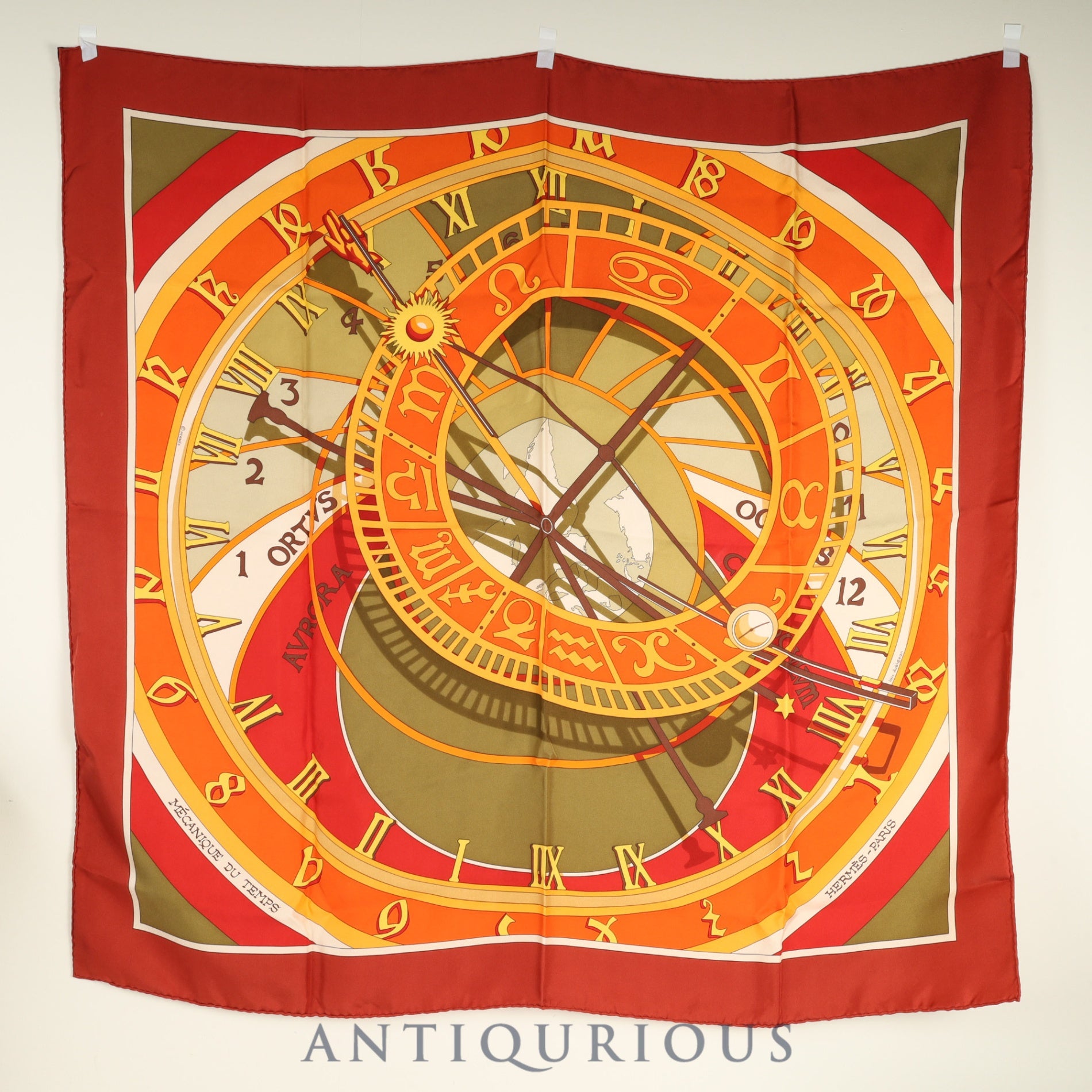 エルメス スカーフ カレ90 MECANIQUE DU TEMPS 時の仕掛け SILK100