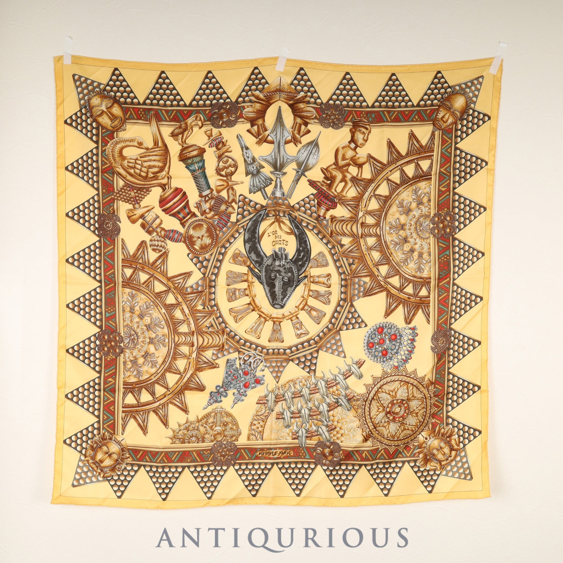 エルメス スカーフ カレ90 首長達の金 SILK100% | 東京銀座の