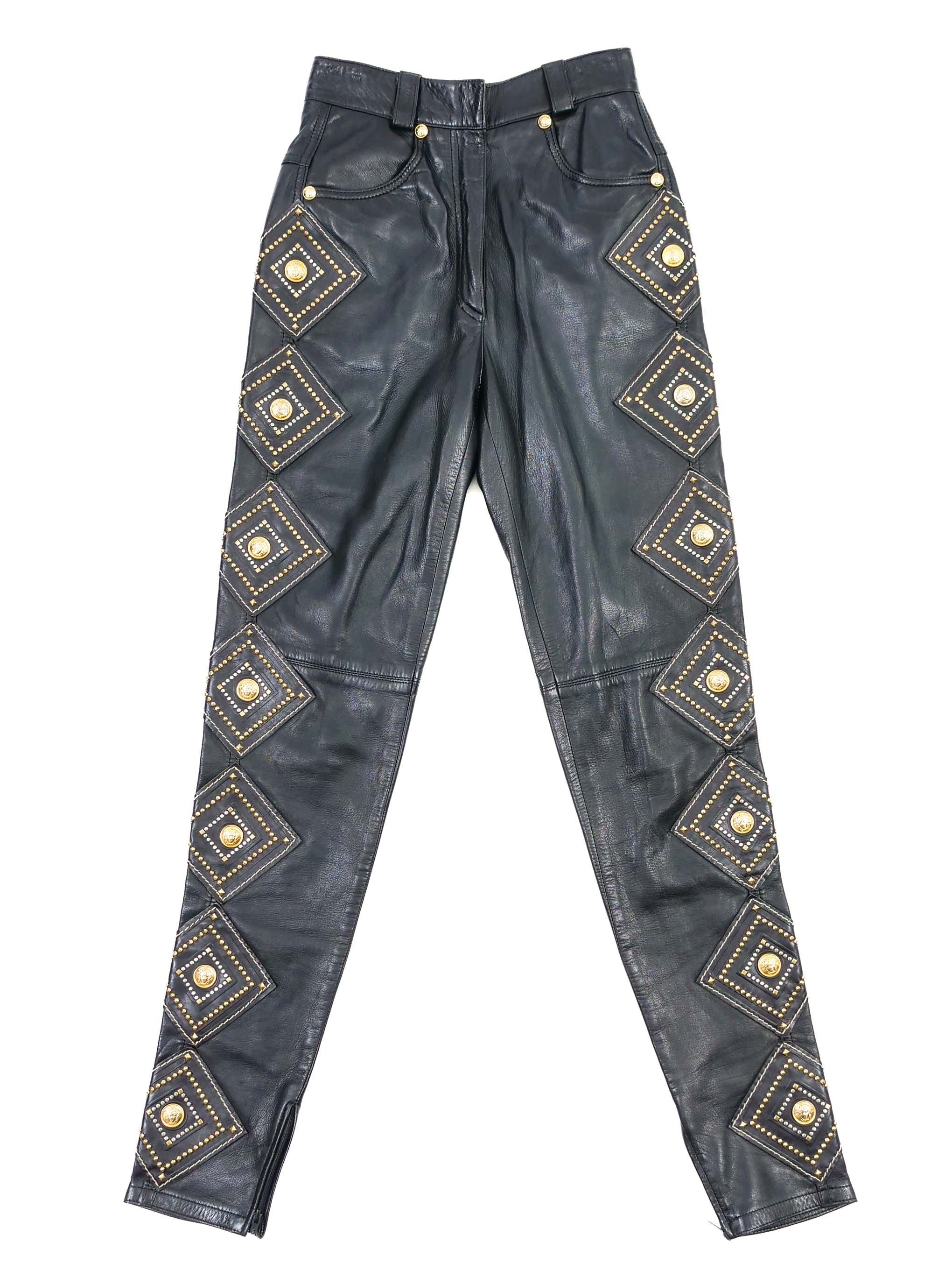 1992 Gianni Versace Western Studded Leather Pants