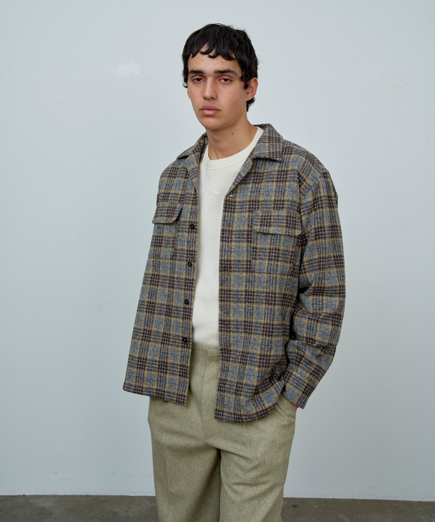 25FW 】BIGYANK ROGER SHIRT PLAID COTTON TWEED / GREY – A'r11551