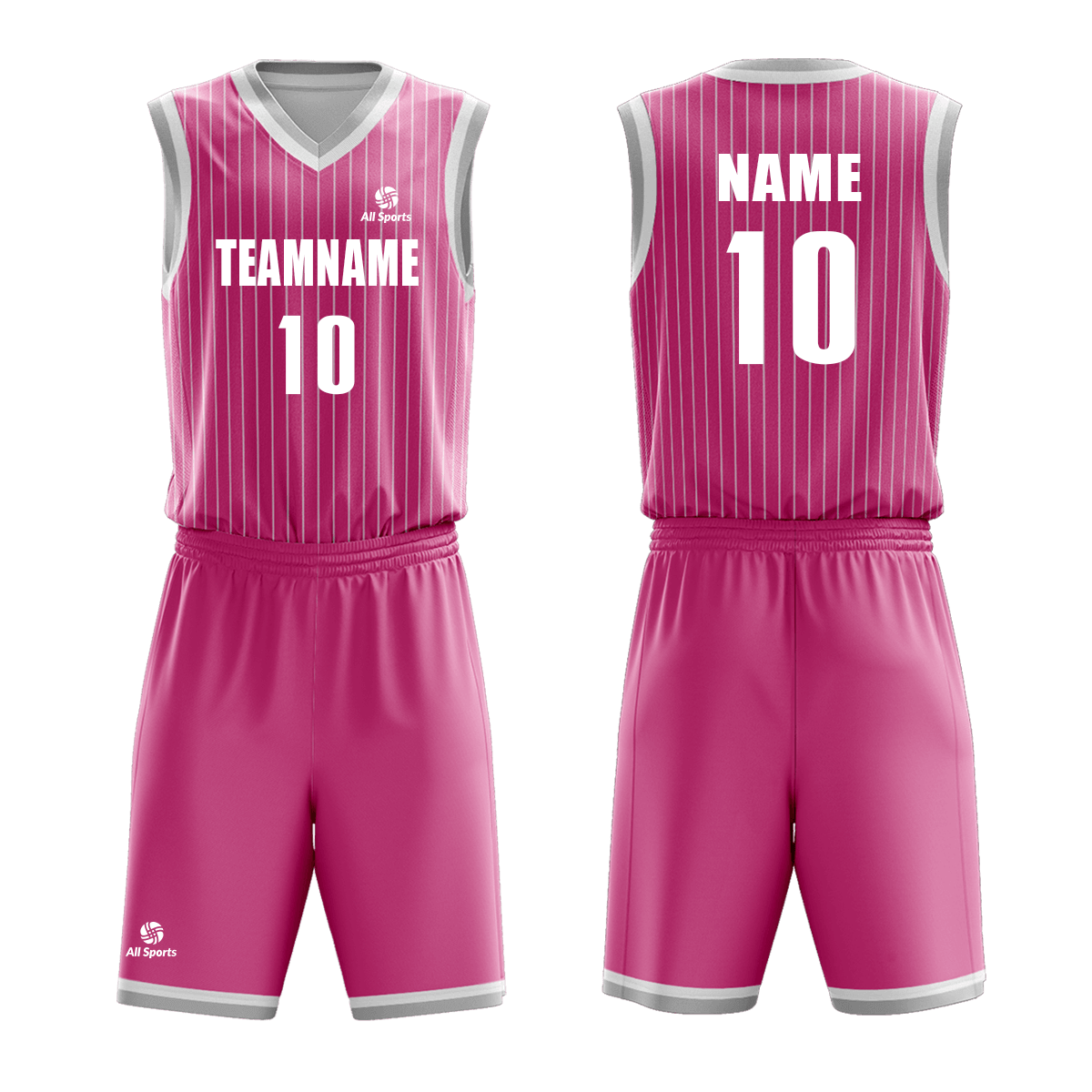 All Sports | 昇華 バスケ ユニフォーム 上下セット FYBB2314・ピンク