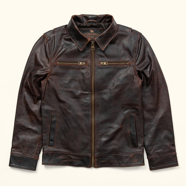 Men's Leather Flight Jacket (Brown) | Buffalo Jackson