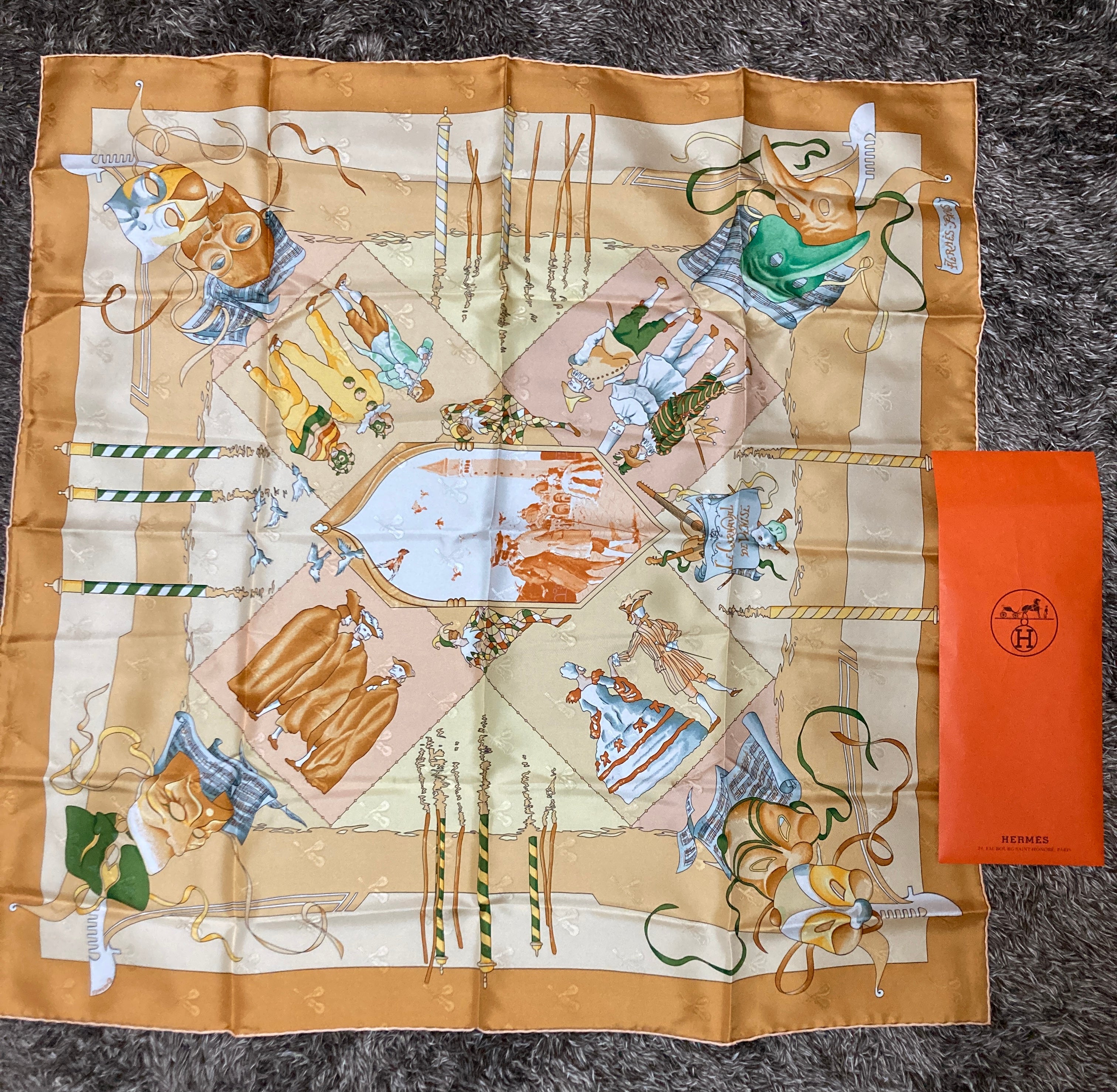 エルメス カレ90 スカーフ LE CARNAVAL DE VENISE（ベニスのカーニバル）