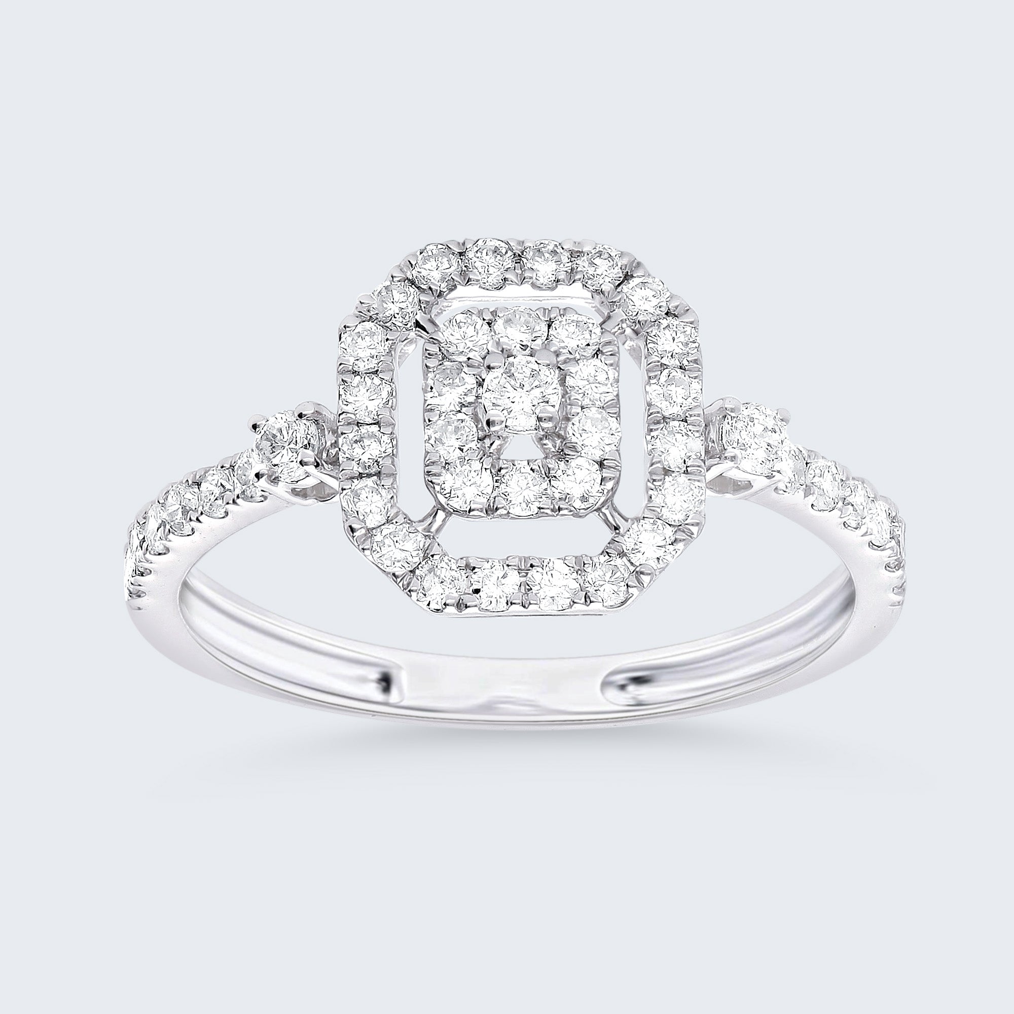 オクタゴン ダイヤモンドリング – K18WG、0.50カラット