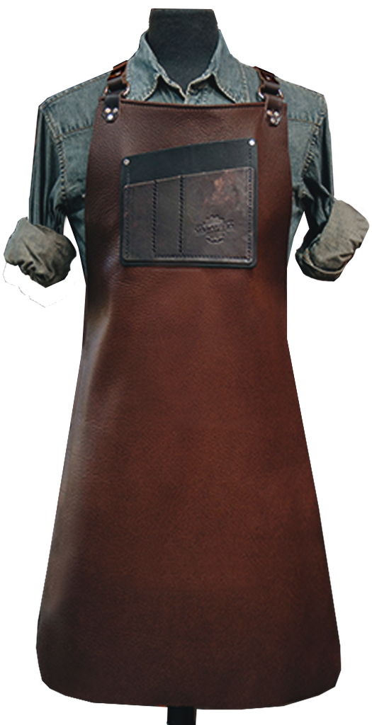 Hand-Dyed Walnut Bison - Leather Work Apron - The Riddering