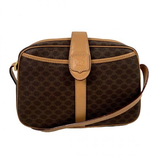 CELINE セリーヌ マカダム柄 PVC/レザー ショルダーバッグ