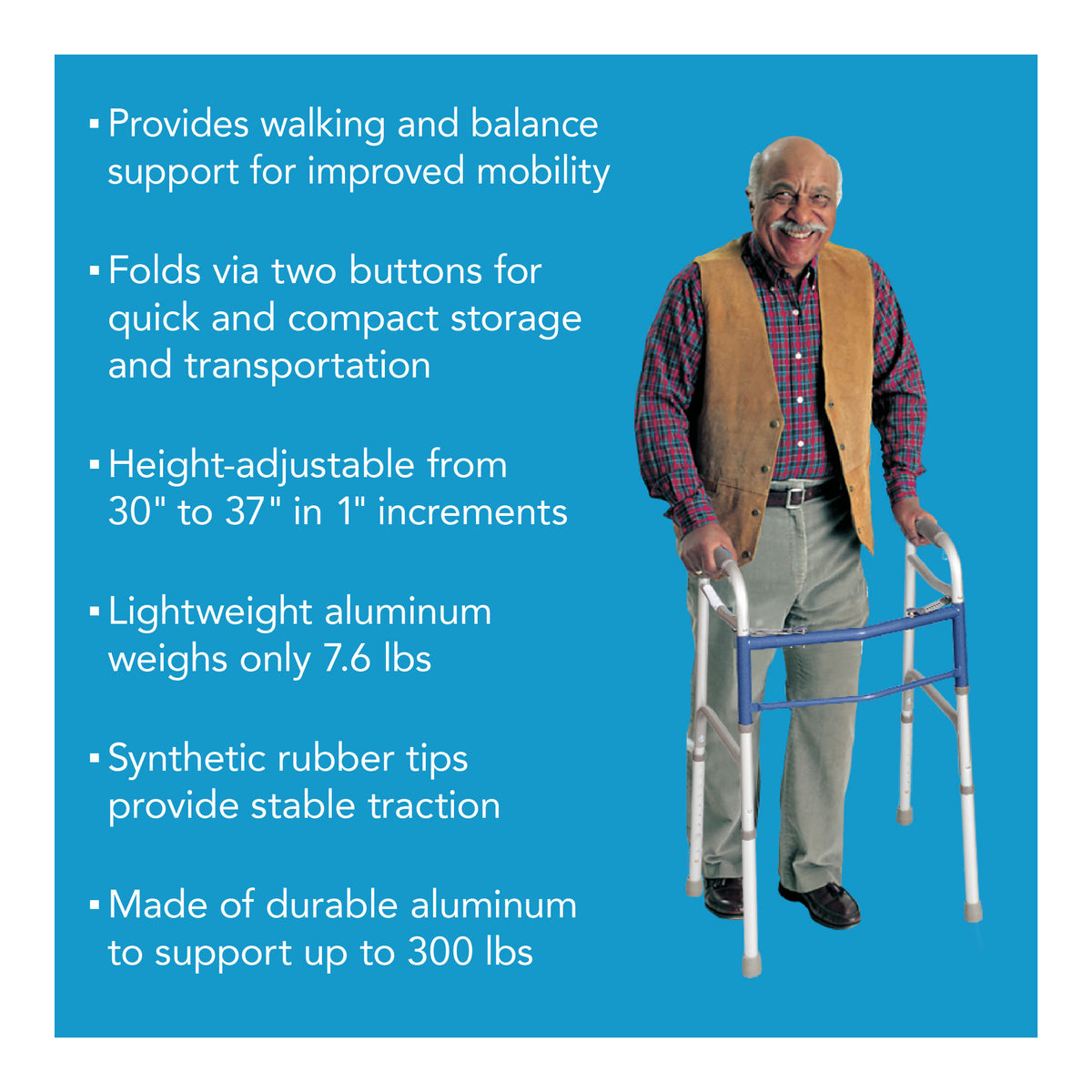 Carex Classics Dual-Button Foldable Walker