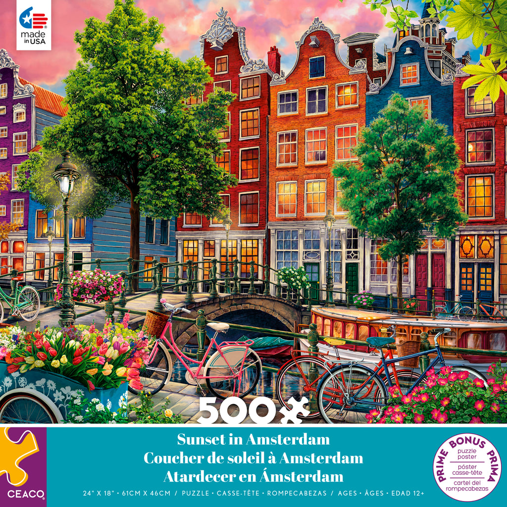 500 Piece Puzzle - Sunset in Amsterdam – Ceaco.com