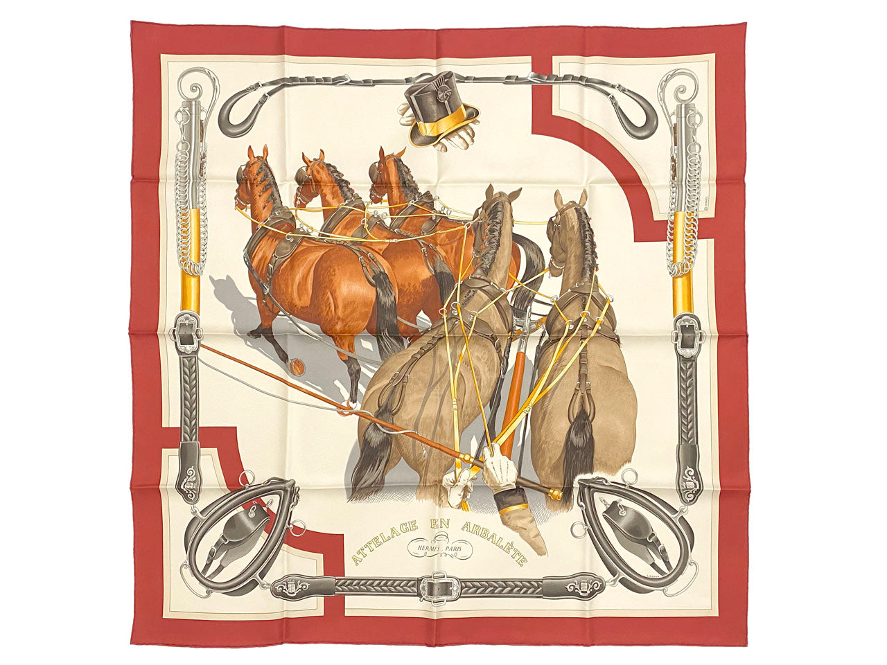 エルメス/カレ90 スカーフ 【ATTELAGE EN ARBALETE （馬車弓形連結
