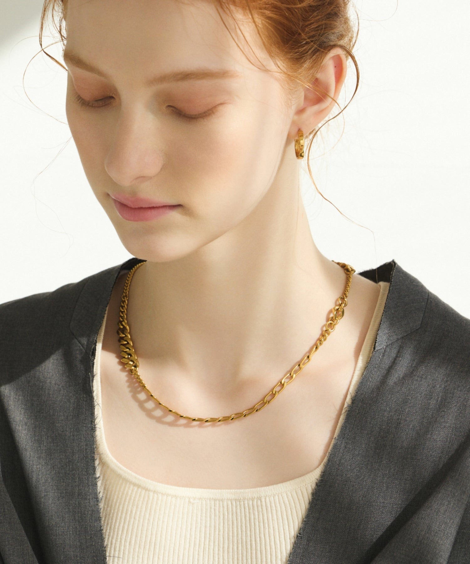 ゴールド]MIXチェーンネックレス