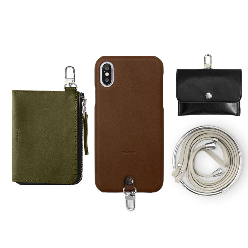 本革 栃木レザー 4点セットC ミニウォレット イヤホンケース