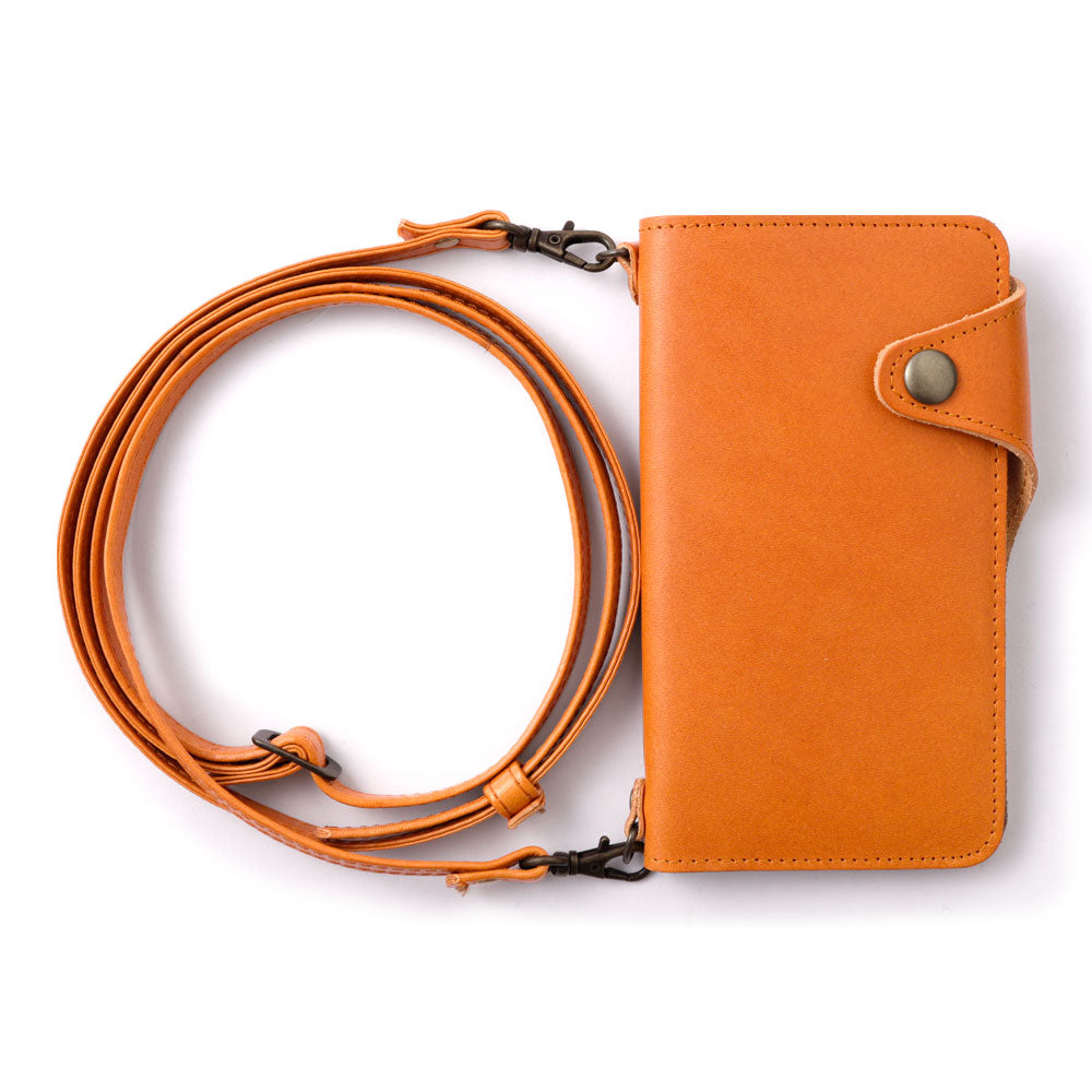 本革 栃木レザー カード収納 ショルダーストラップ付き 手帳型ケース