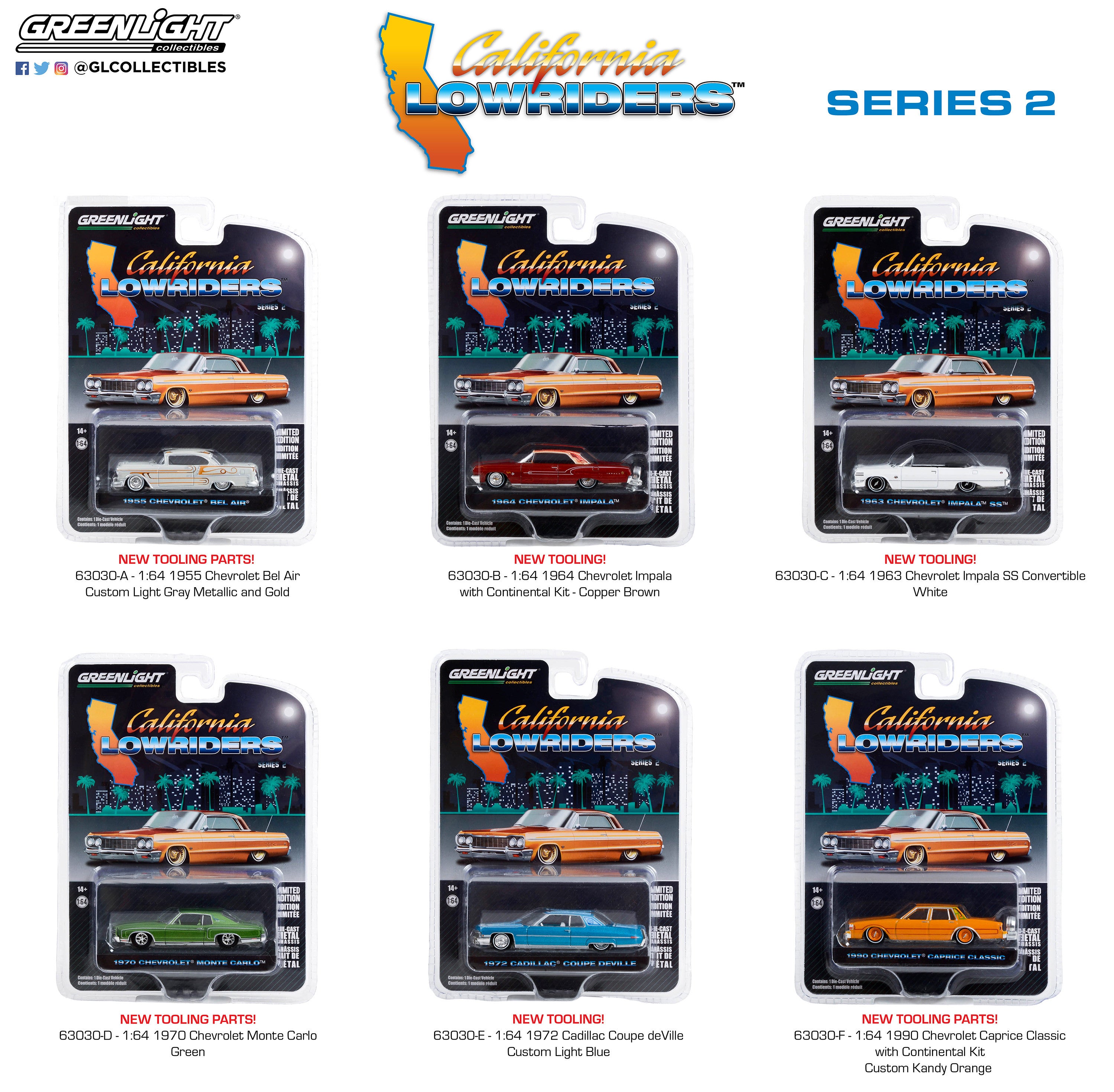 Greenlight California Lowriders Series 2 set of 6 1:64 – DIECAST