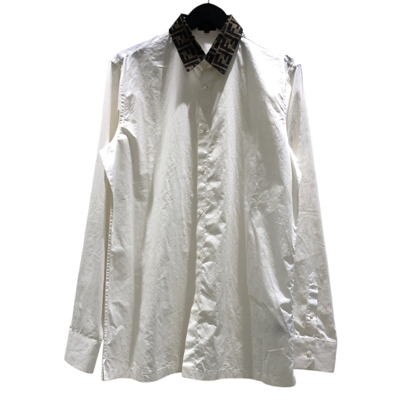 フェンディ FENDI FF柄カラー 長袖シャツ FS0751 ホワイト コットン