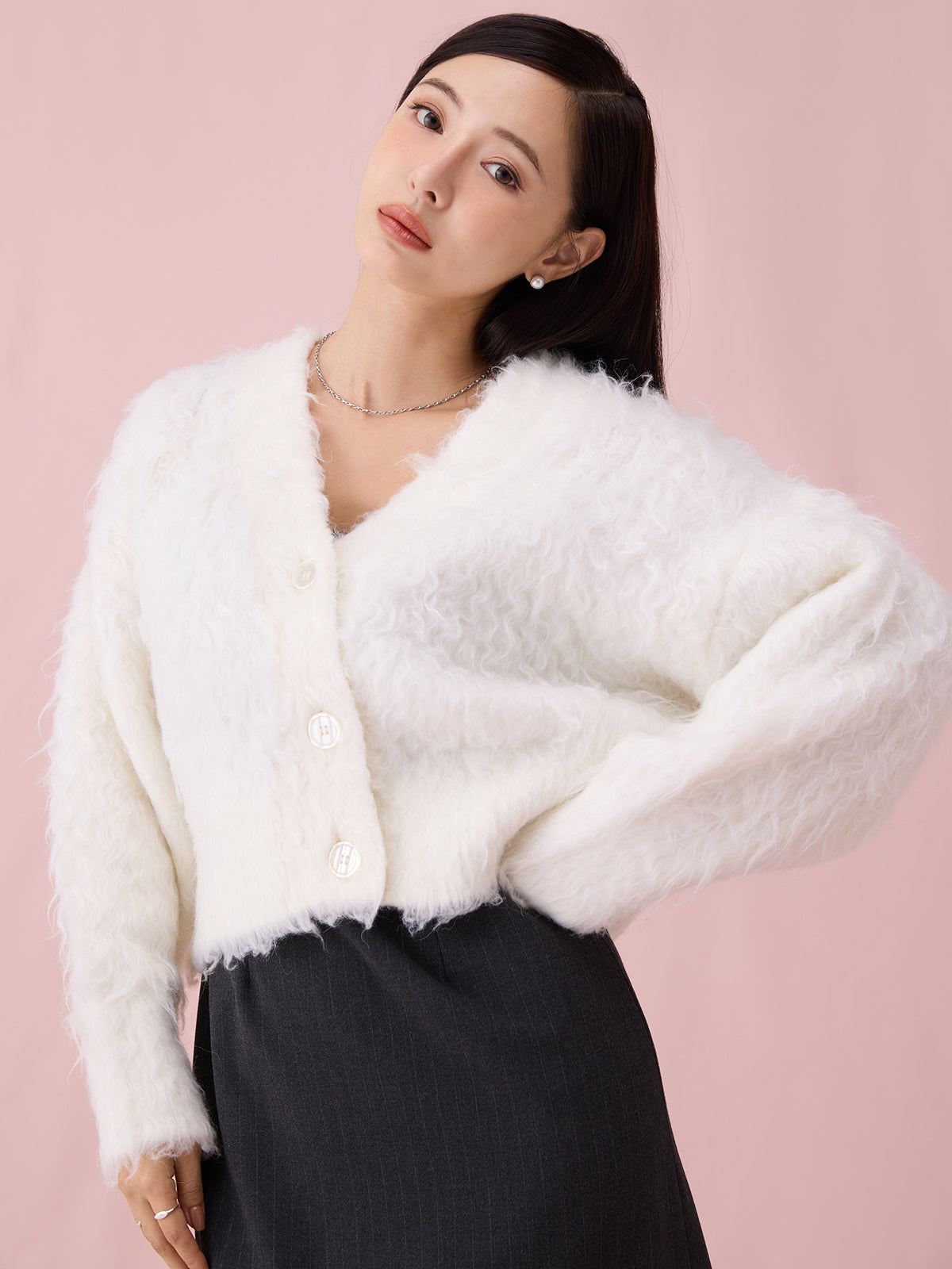 カールシャギーニットカーディガン