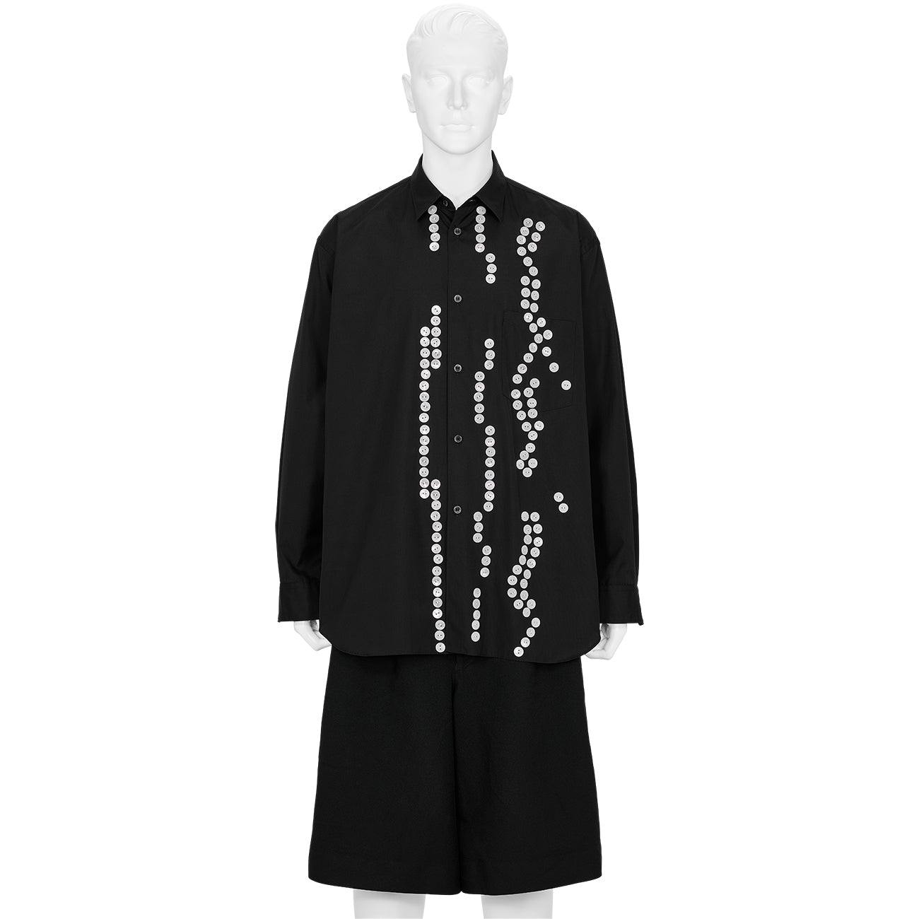 SHIRT WITH BUTTON BLACK - COMME des GARÇONS HOMME PLUS(コム デ