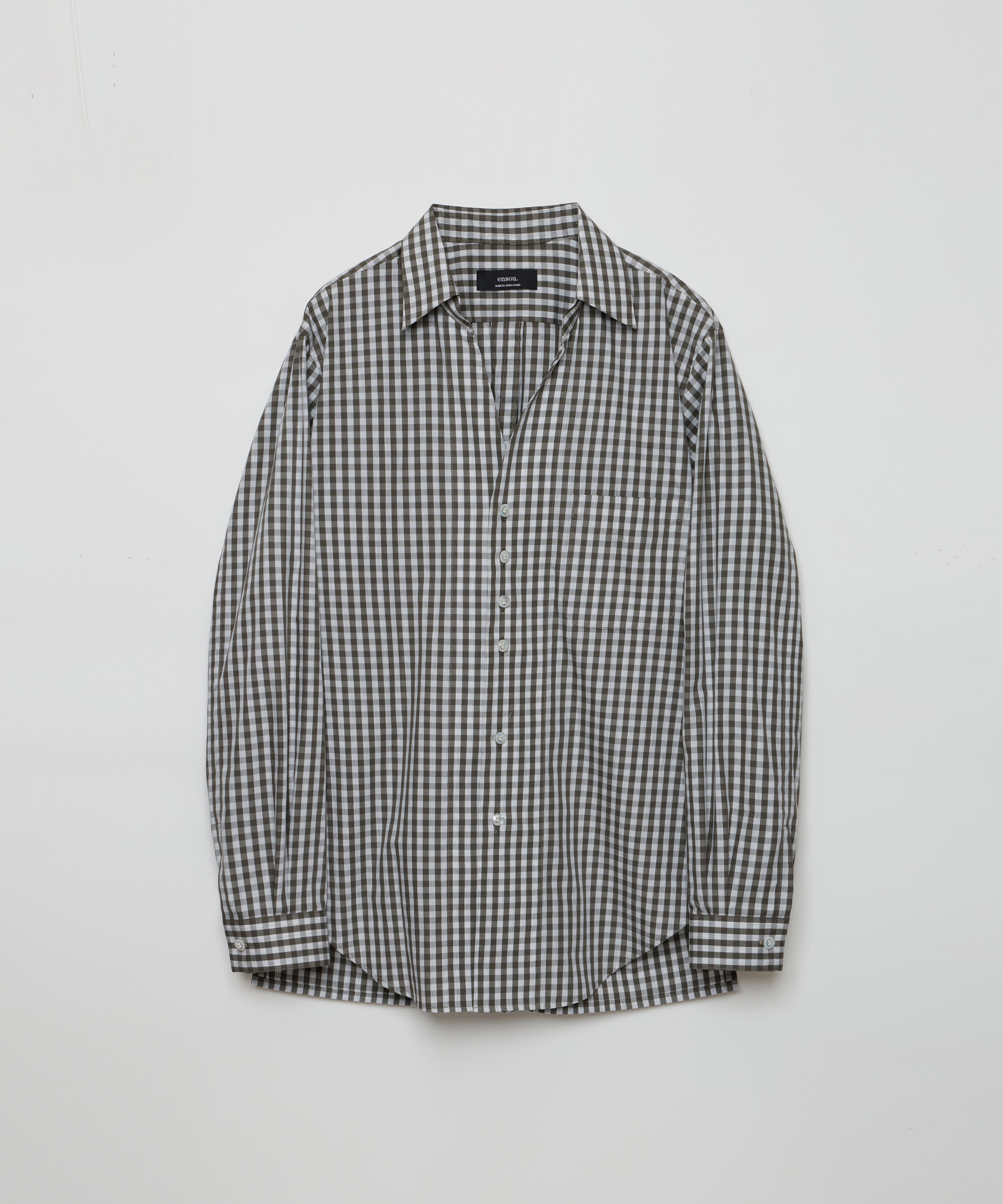 ensou. Gingham Childish Shirt (Grey) / E12S002