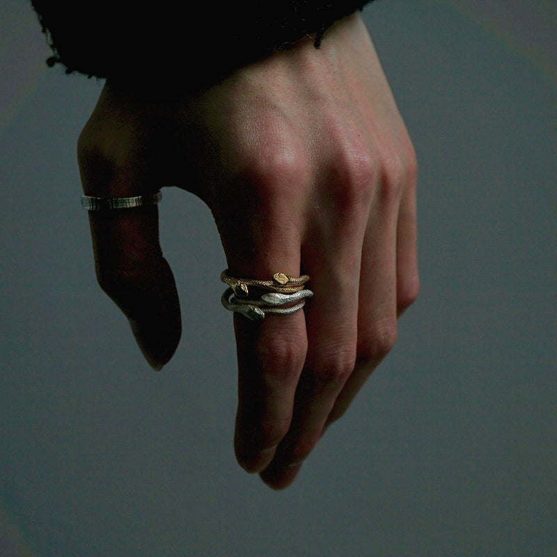 ELCAMI / Japanese rat snake Double Ring (ER-115 S/G) – Fuligo