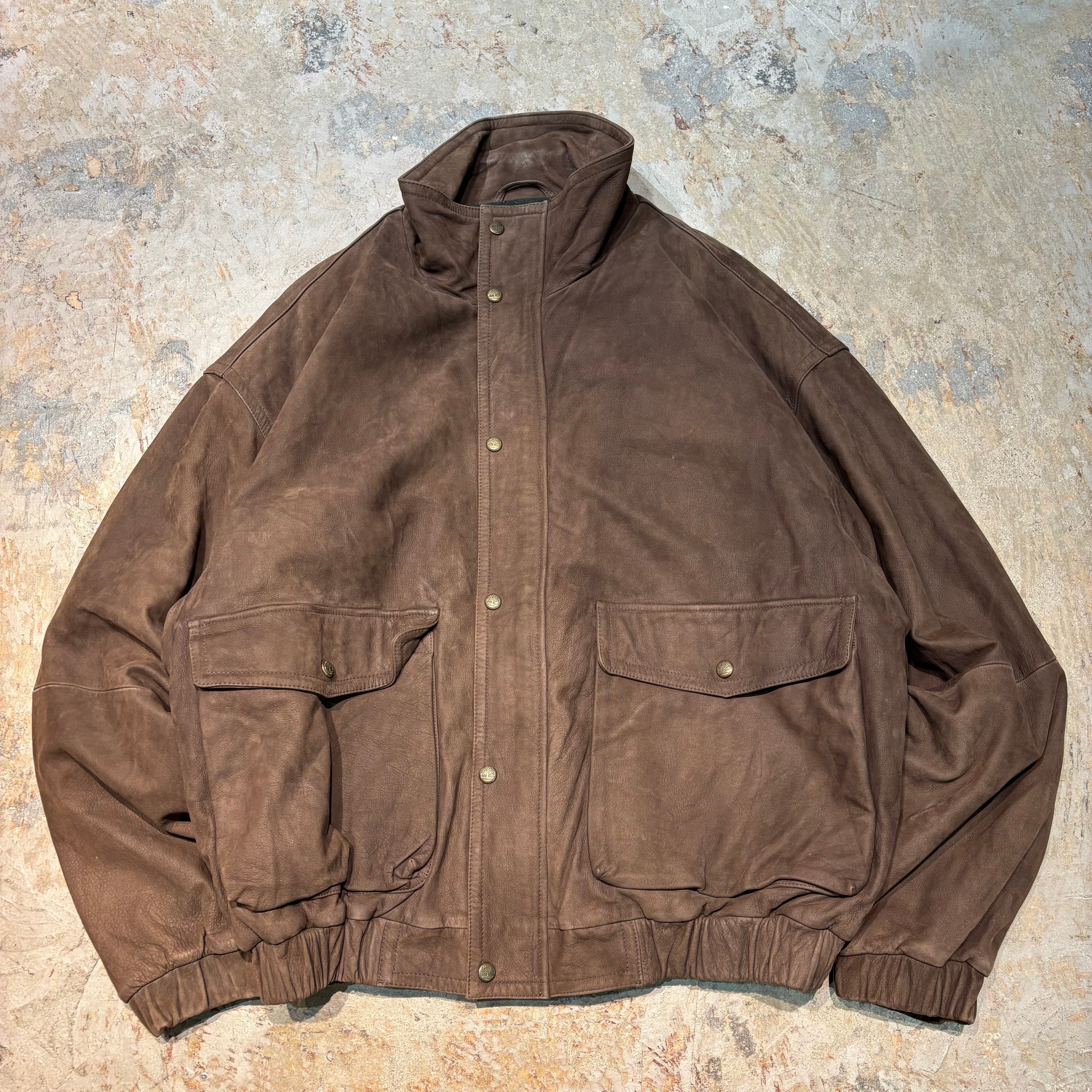 古着 90's timberland/ ティンバーランド/ 本革ジップアップレザー