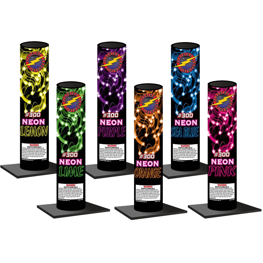 300 NEON Single Shot Tube | Artillery Shells | Flashing Fireworks