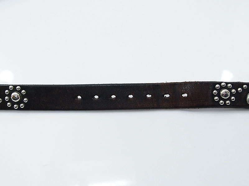 HTC 'Narrow Studs Belt'ナロー スタッズベルト Flower フラワー 黒 茶