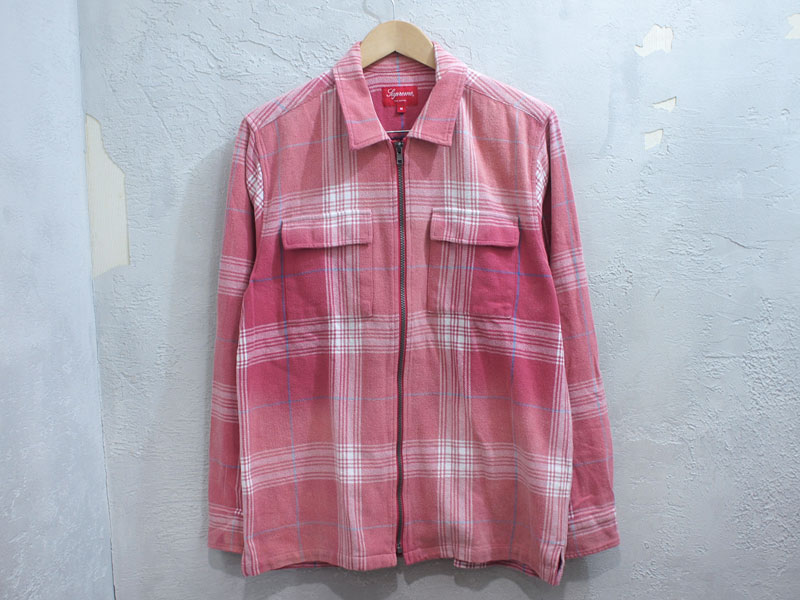 Supreme 'Faded Plaid Flannel Zip Up Shirt'プレイド フランネル