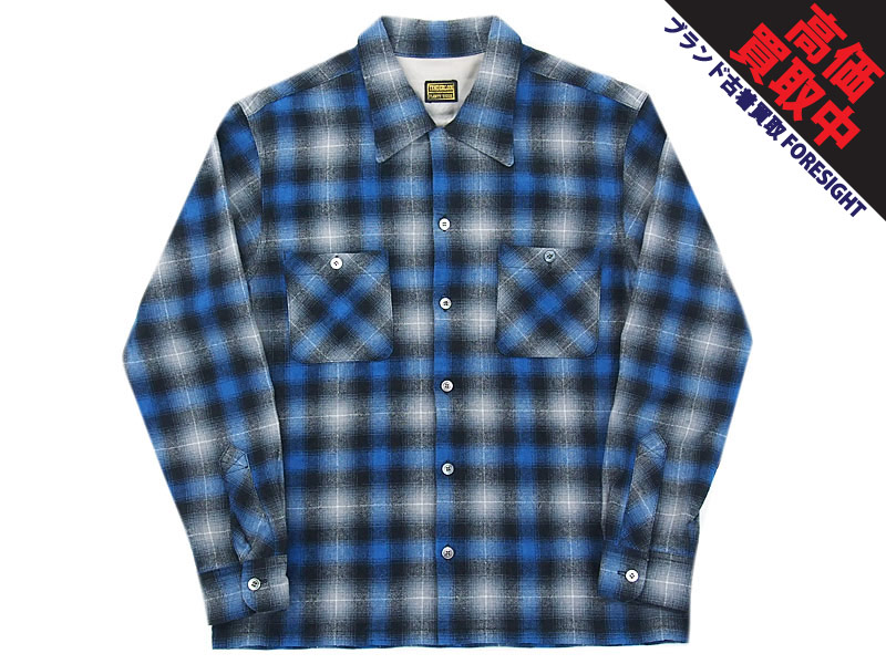 TENDERLOIN 'T-WOOL SHT'ウールシャツ チェック テンダーロイン ブルー