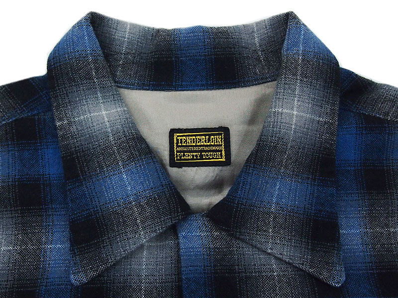 TENDERLOIN 'T-WOOL SHT'ウールシャツ チェック テンダーロイン ブルー