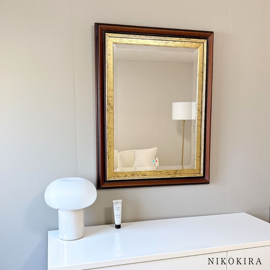 鏡 壁掛け ウォールミラー 69cm 89cm イタリア 長方形 アンティーク