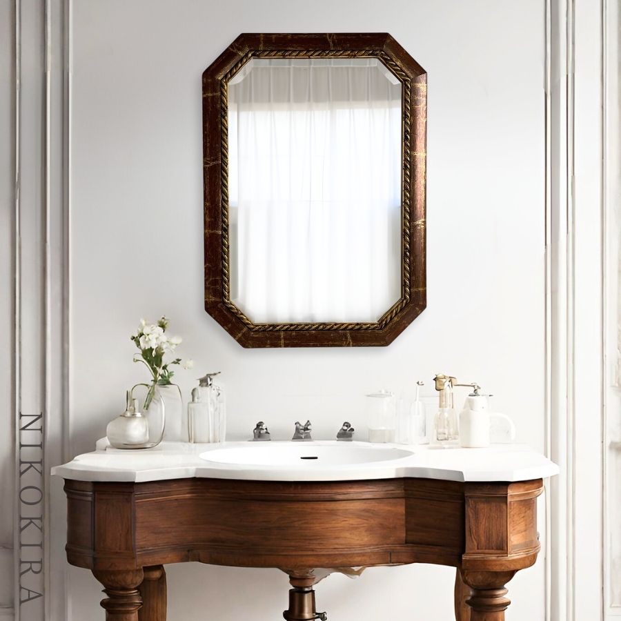 鏡 壁掛け ウォールミラー イタリア製 八角鏡 アンティーク おしゃれ