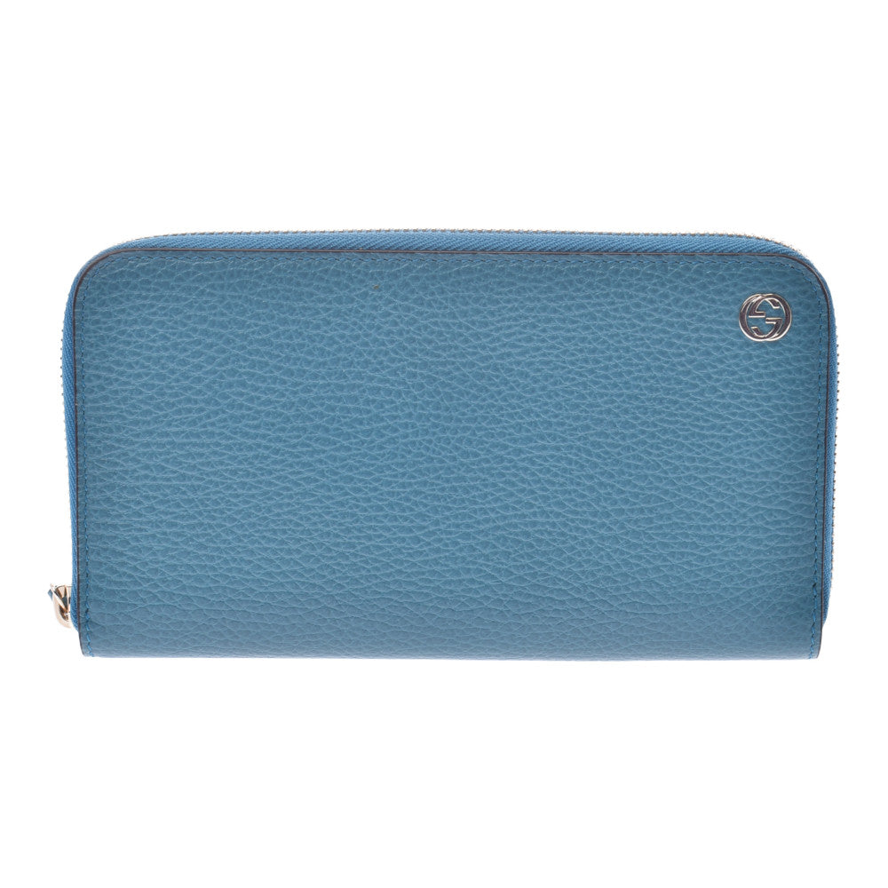 グッチGGロゴ ラウンドファスナー長財布 ターコイズ ユニセックス 長