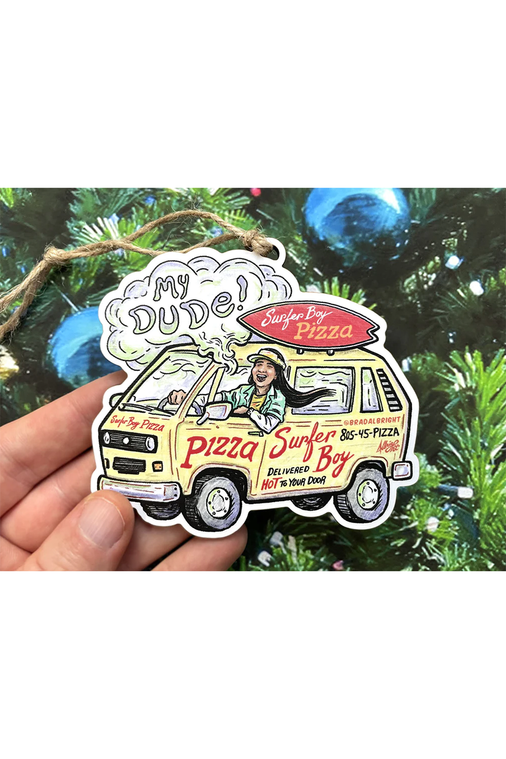 Surfer Boy Pizza Van” Ornament by Brad Albright - Hero Complex Gallery