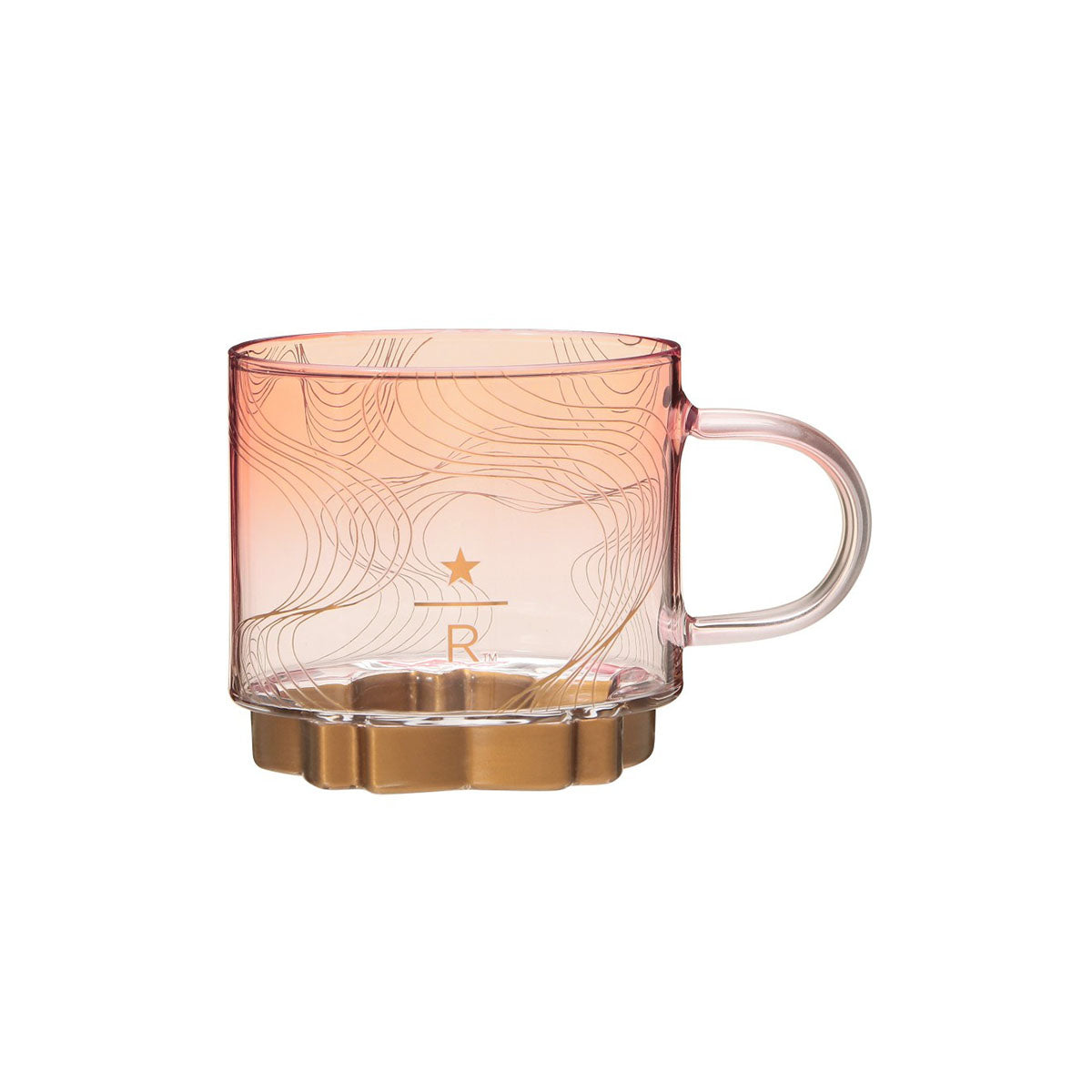 Starbucks Reserve Sakura 2025 Gold Bottom Handle Glass Mug – Hello