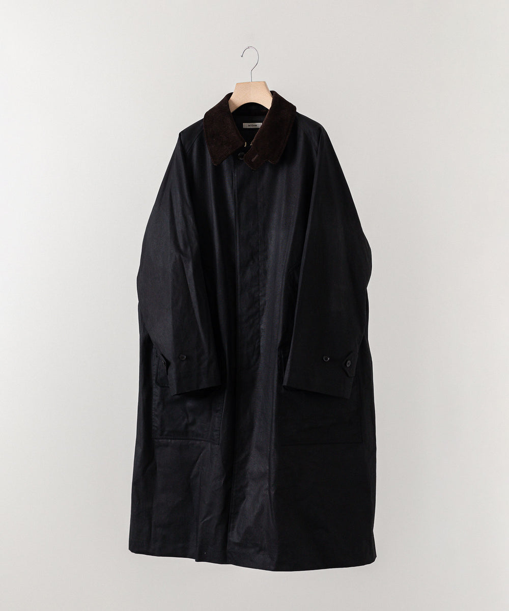 INTÉRIM】HYPER BIG OILED CLOTH SINGLE RANGE 4PK FLAP COAT - BLACK