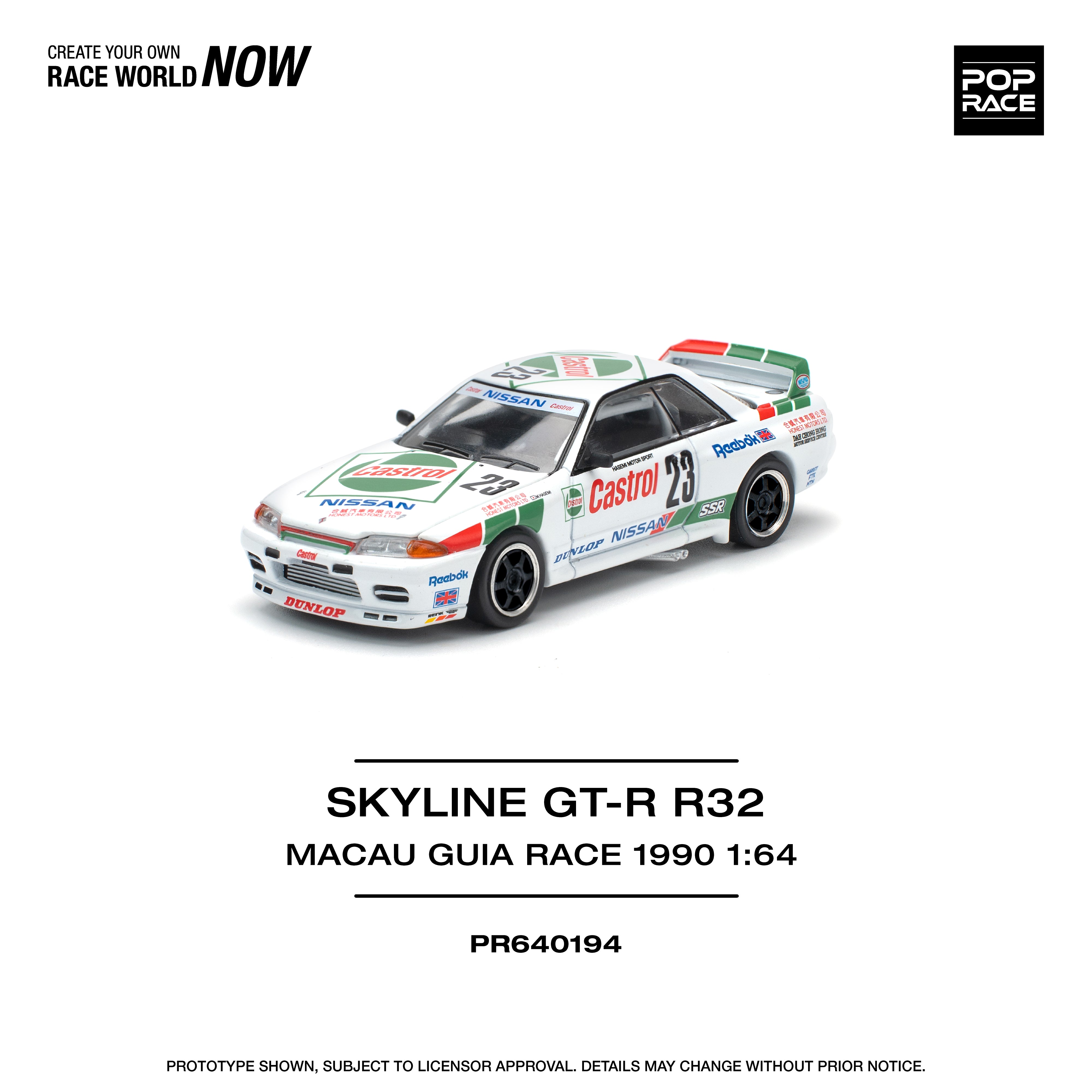 POPRACE 1:64 Nissan Skyline GT-R R32 MACAU GUIA RACE 1990 WINNER